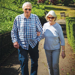 Older couple walking