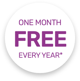 1 month free every year.