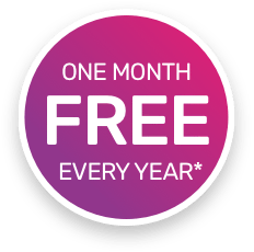 1 month free every year.