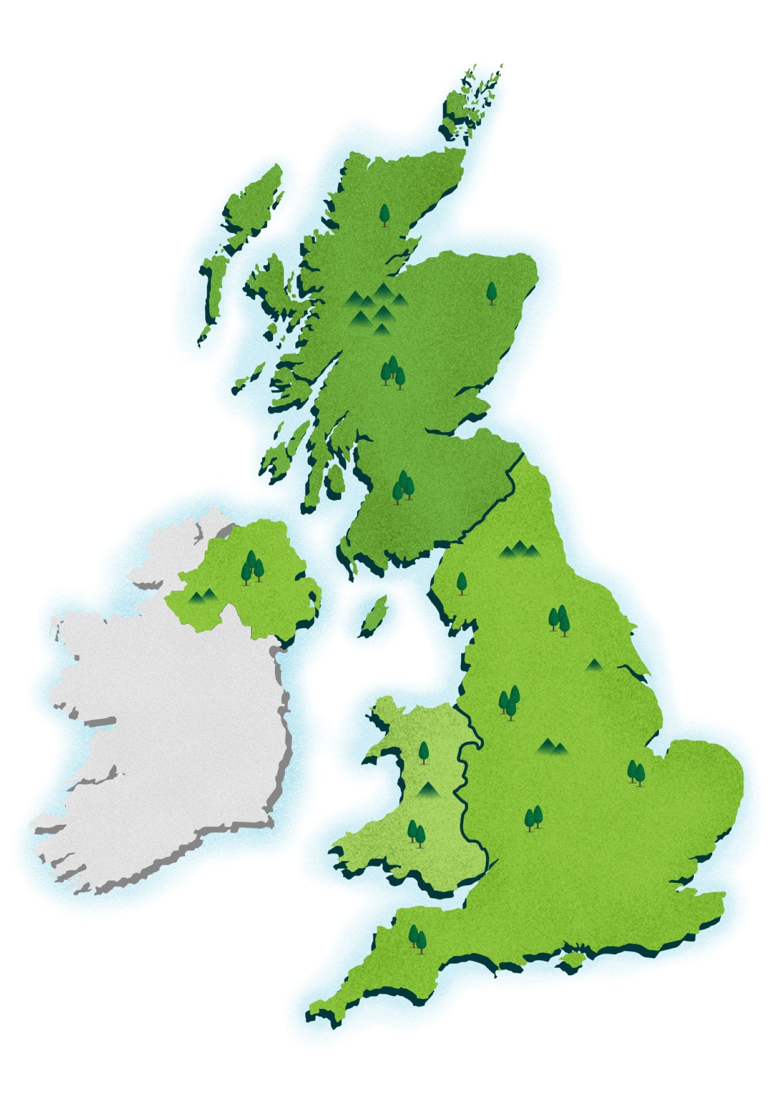 Simple map of the United Kingdom.